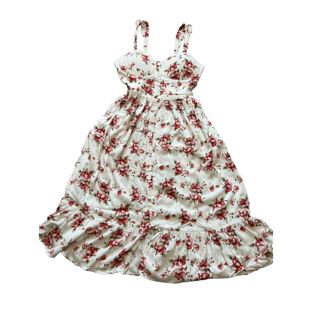 Midi Fit And Flare Smocked Sun Dress Floral Cottagecore Women's Large Sweetheart